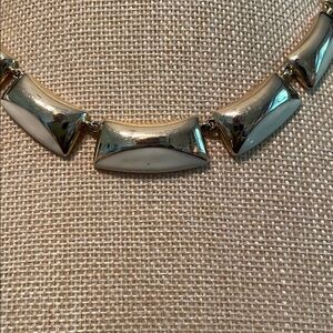 White Enamel and Gold Tone Vintage Necklace